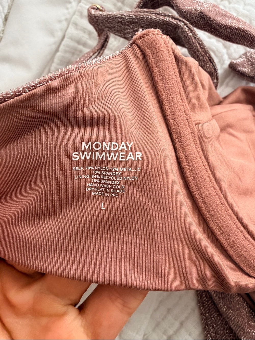 Monday Swimwear Shimmery Rose Gold Bikini Set - Picture 6 of 6